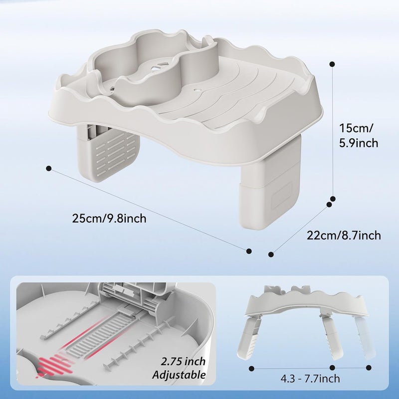 Anivia Hot Tub Table Tray, Adjustable Width 4.3" to 7.7" Hot Tub Accessories for Intex PureSpa, Nonslip Caddy Holds 2 Drinks, Keep Snacks-Drinks Handy and Dry, Fits Outdoor Inflatable Spa/Pool(Beige) - Image 3